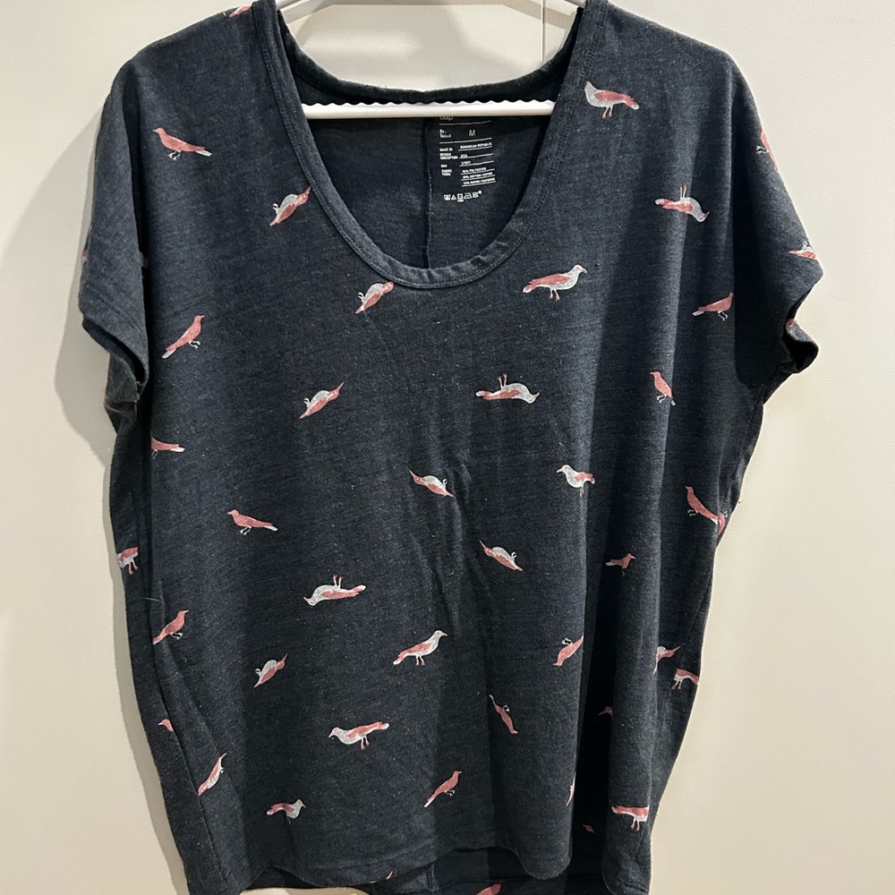 GAP Navy Tee with Pink Bird Design